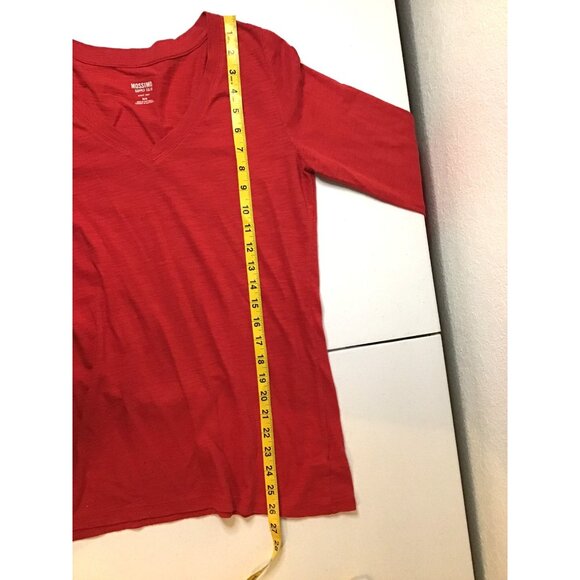 MOSSIMO- WOMENS RED BASIC LONG SLEEVE CREW NECK T-SHIRT SIZE MEDIUM - Picture 6 of 7